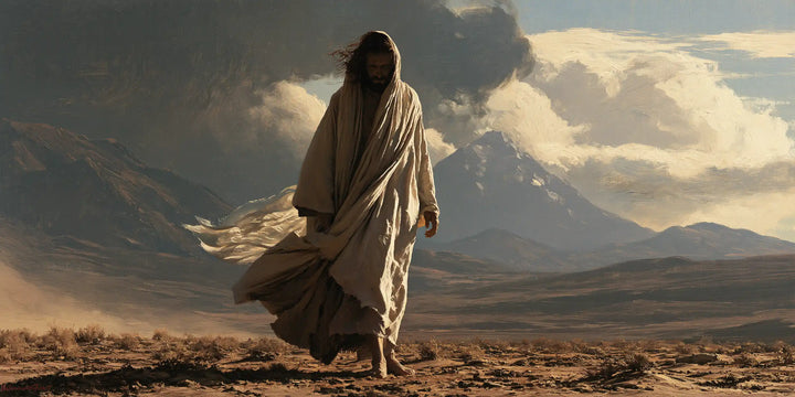 Jesus in the Desert — The Veiled Step in Troubled Light