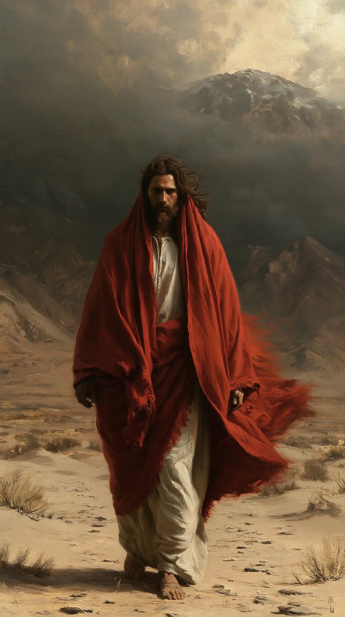 Jesus in the Desert — The Red Cloak of Solitude