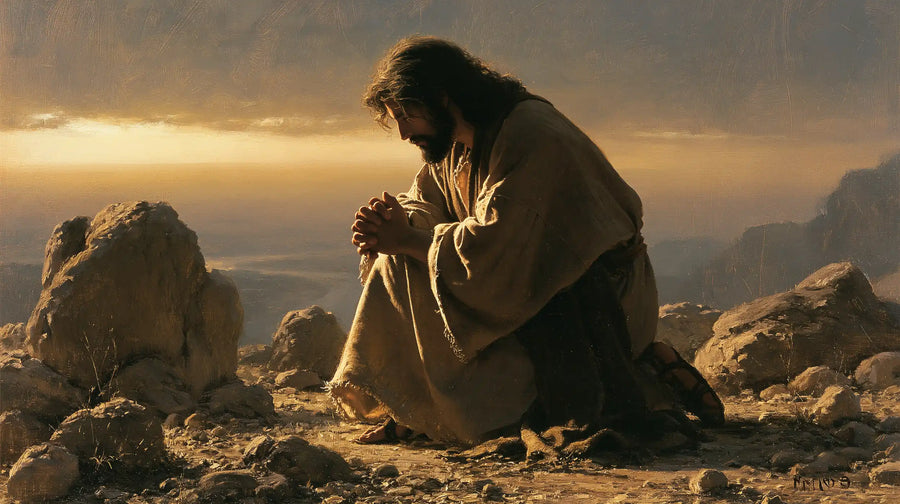 Jesus in the Desert — Gold on the Horizon, Shadow in the Cloak