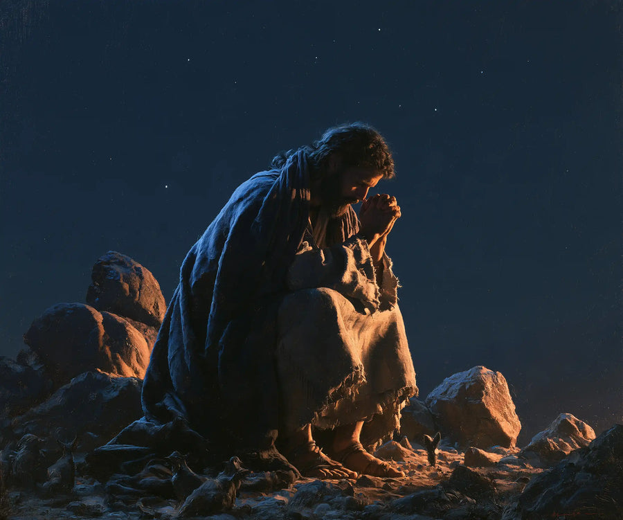 Jesus in the Desert - Midnight Blue Chiaroscuro · Landscape n° 2