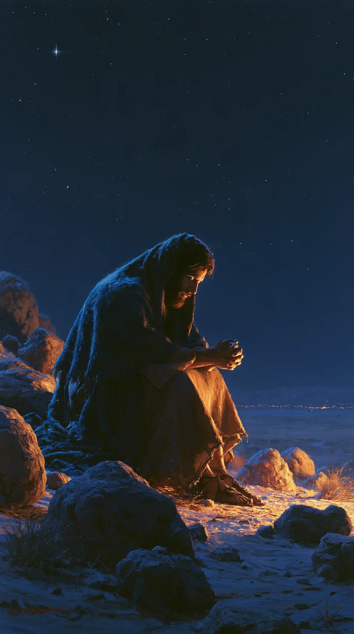 Jesus in the Desert — The Watcher beside the Low Light