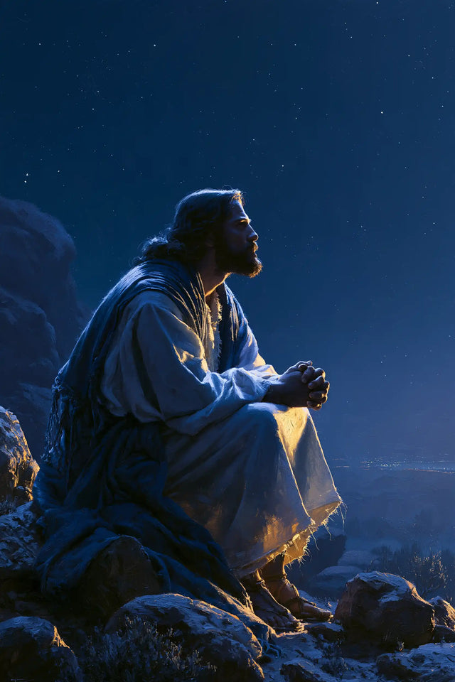 Jesus in the Desert — The Profile Lifted toward the Clear Night