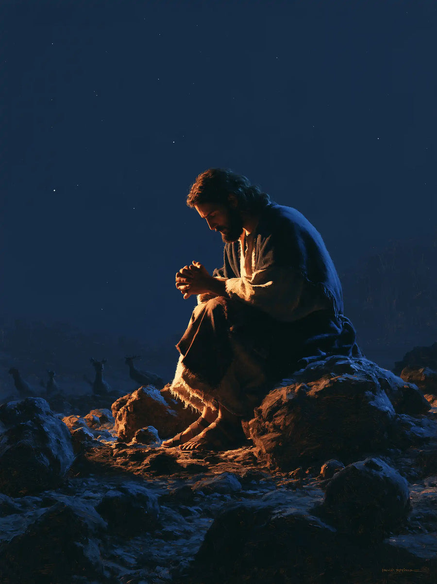 Jesus in the Desert - Midnight Blue Chiaroscuro · Portrait n° 35