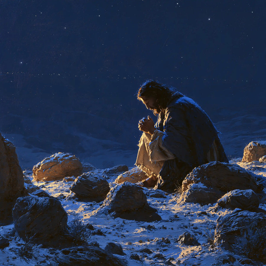 Jesus in the Desert - Midnight Blue Chiaroscuro · Square n° 1