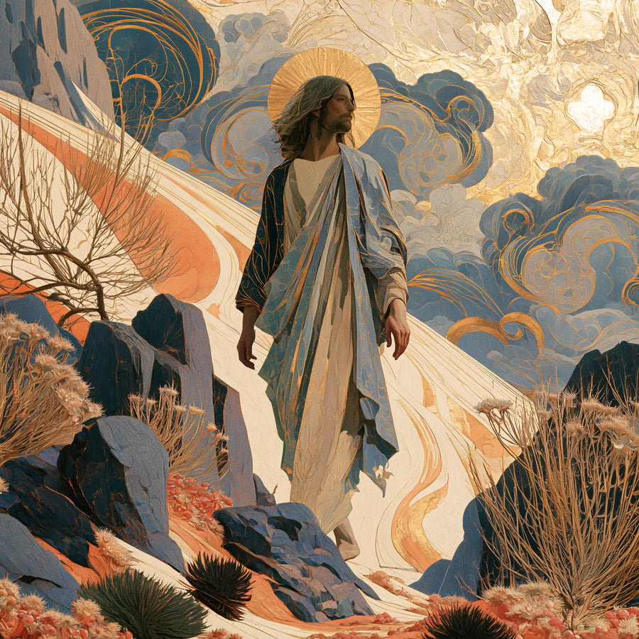 Jesus in the Desert - Sacred Art Nouveau · Square n° 4