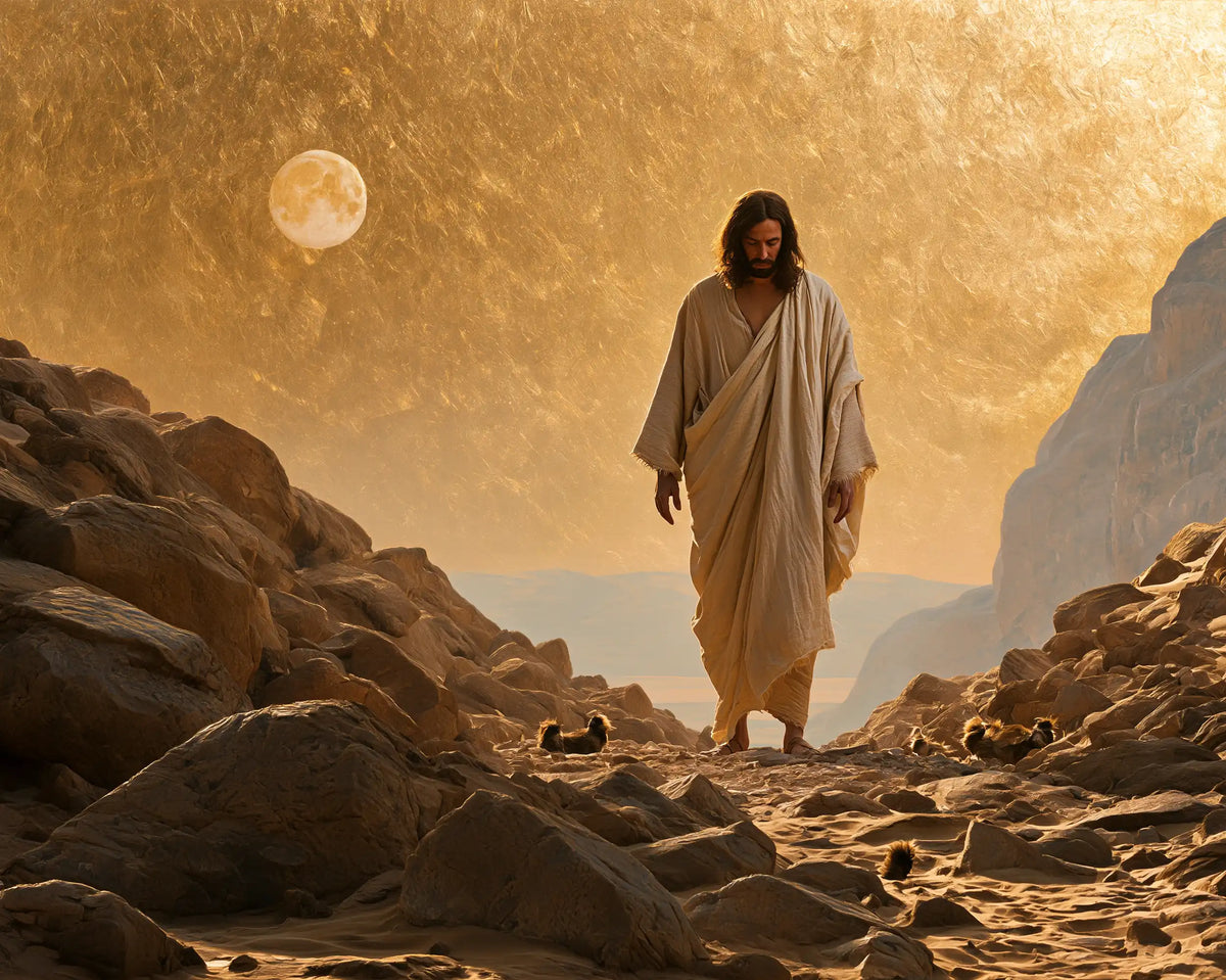 Jesus in the Desert — The Pale Robe beneath the Pale Orb