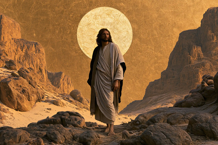 Jesus in the Desert — Grey Linen beneath the Great White Sun