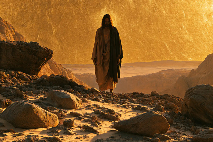 Jesus in the Desert — The Dark Figure at the Crest of the Passage