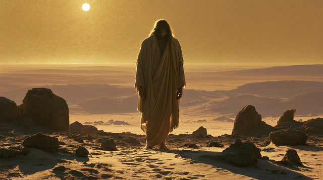 Jesus in the Desert — The Dark Cloak upon Luminous Sands