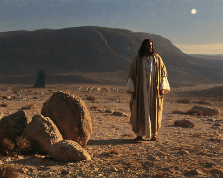 Jesus in the Desert — Pale Linen in the Plain of Stones