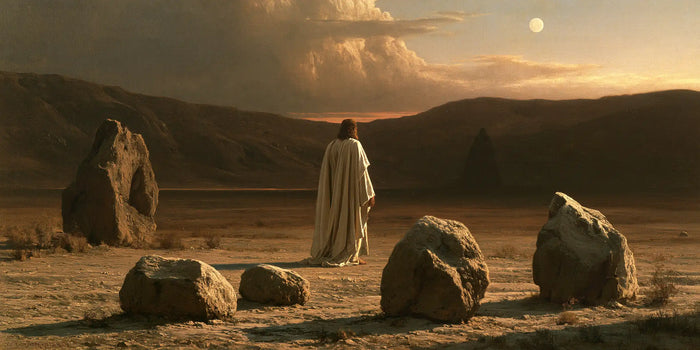 Jesus in the Desert — The Small Figure within the Ring of Rocks