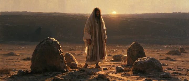 Jesus in the Desert — The Veil at the Threshold of Sunset
