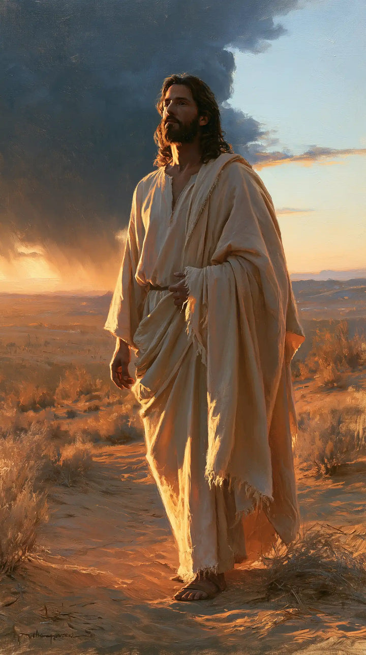 Jesus in the Desert — Linen Gathered in the Gentleness of Evening