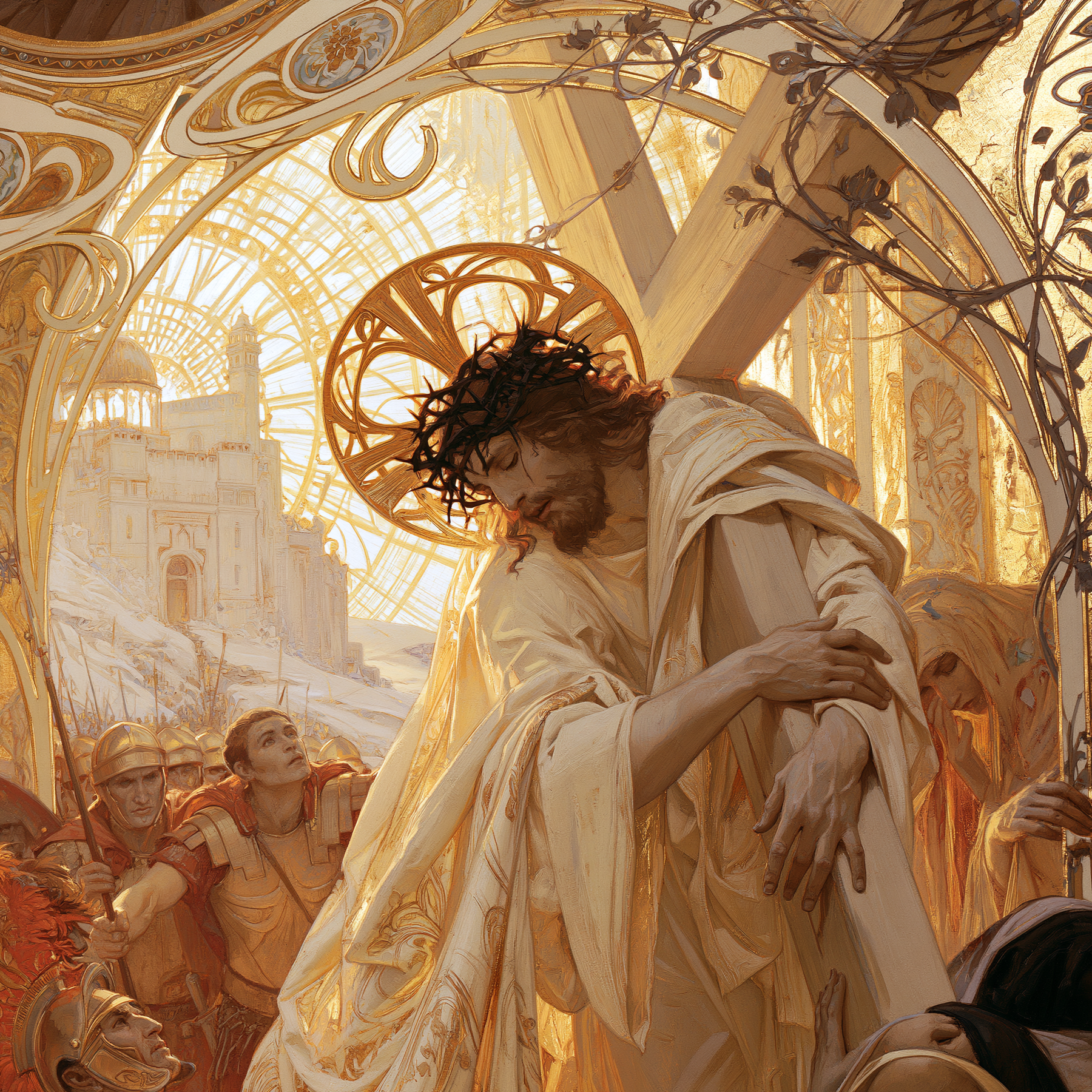 Le Chemin de croix — Art nouveau sacré · Carré n° 1 — aperçu de la finition sélectionnée