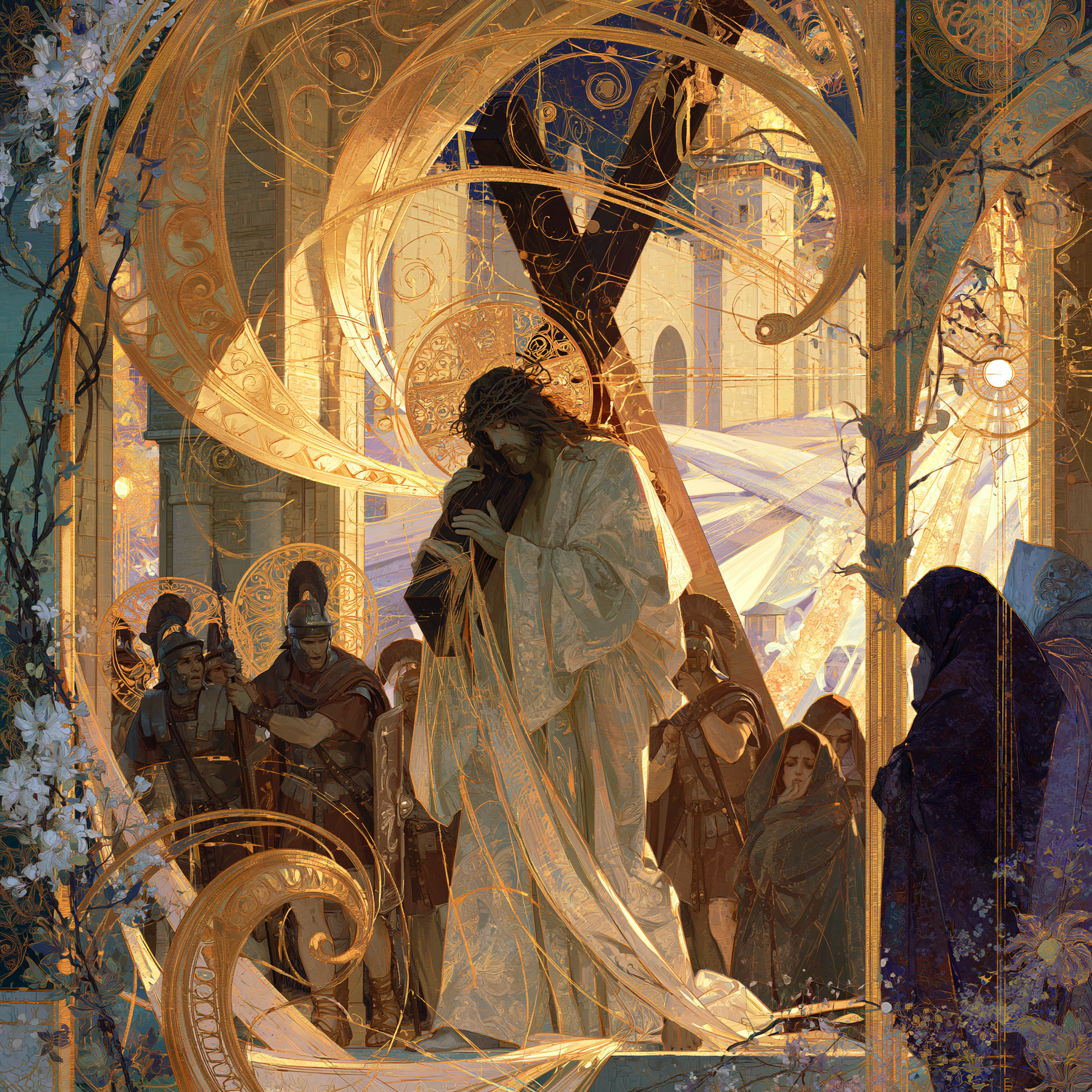 Le Chemin de croix — Art nouveau sacré · Carré n° 4 — aperçu de la finition sélectionnée