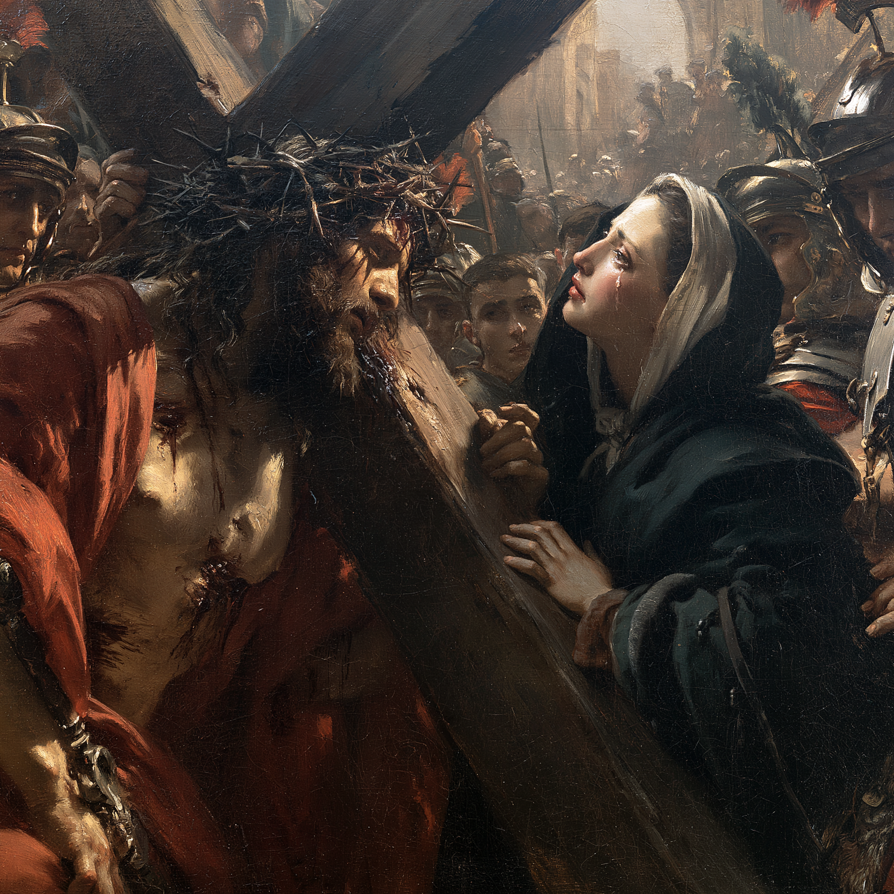 Le Chemin de croix — Jésus rencontre sa mère · Carré n° 2 — aperçu de la finition sélectionnée
