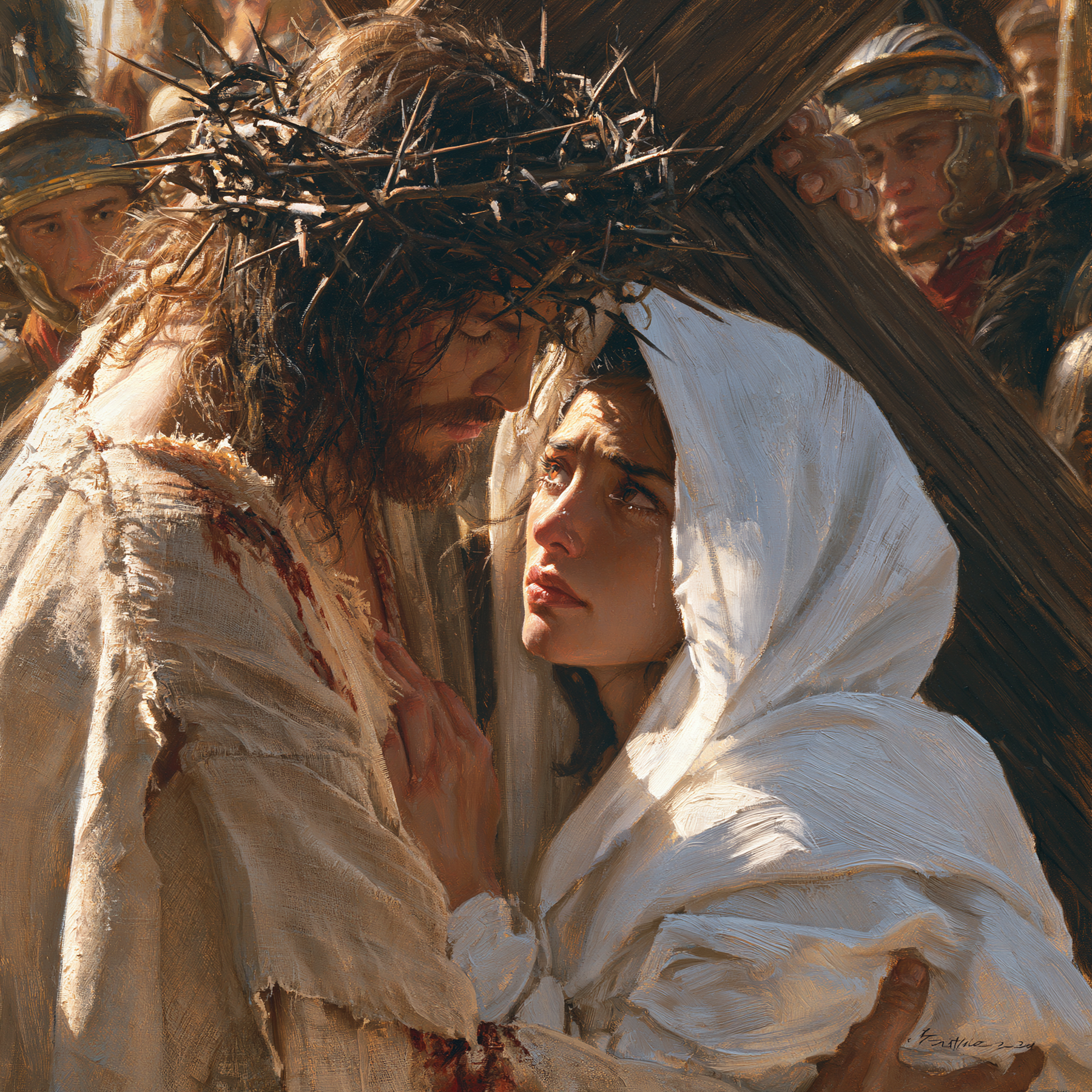 Le Chemin de croix — Jésus rencontre sa mère · Carré n° 3 — aperçu de la finition sélectionnée