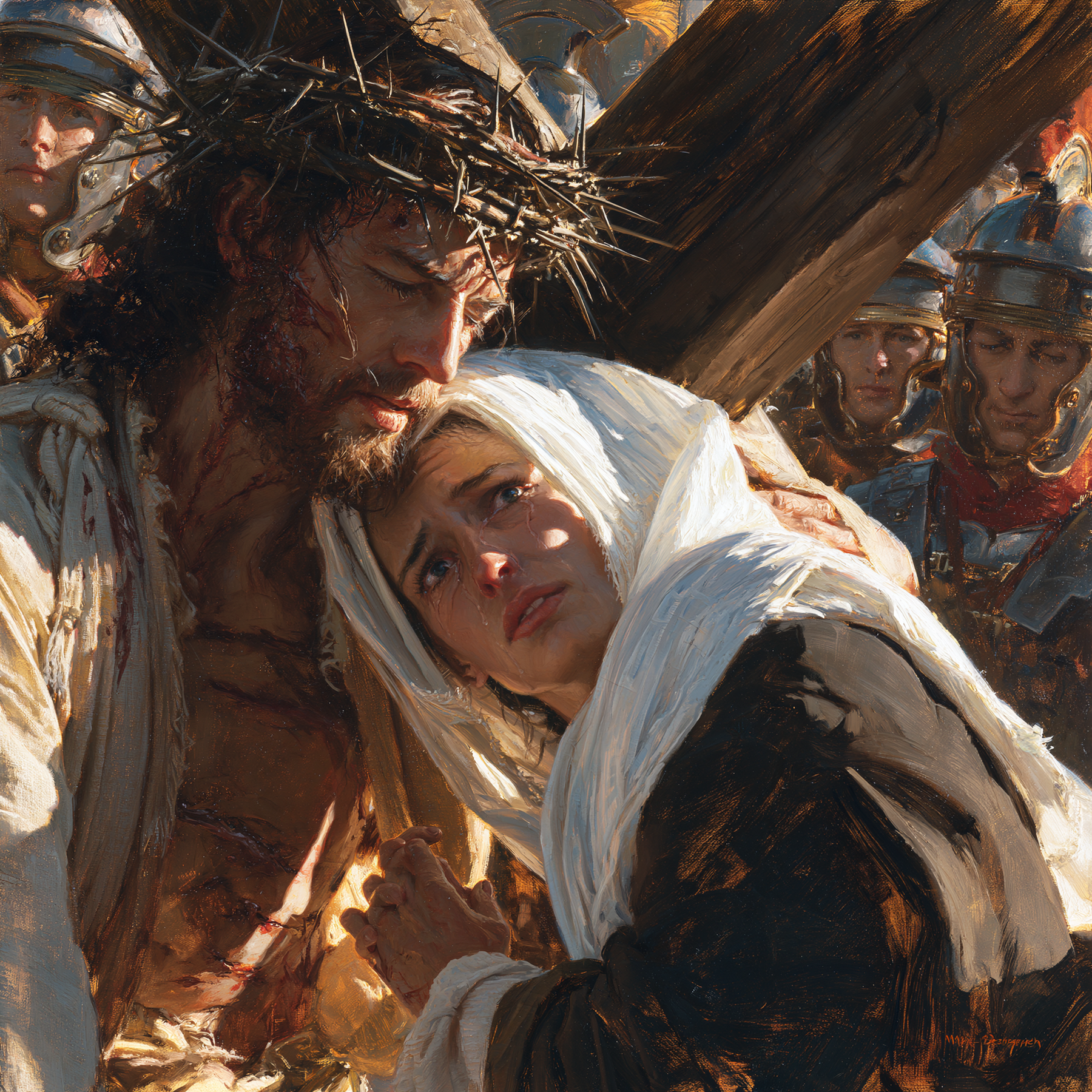 Le Chemin de croix — Jésus rencontre sa mère · Carré n° 8 — aperçu de la finition sélectionnée