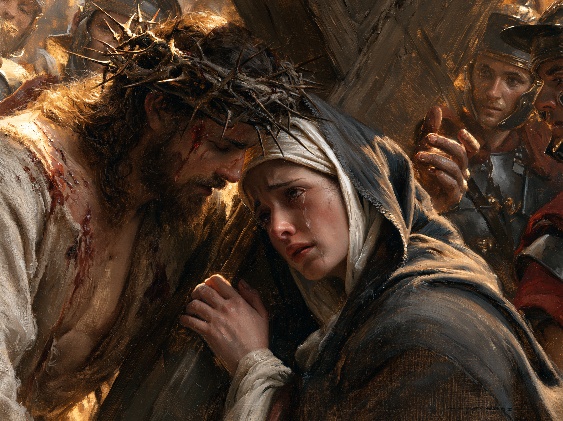 Le Chemin de croix — Jésus rencontre sa mère · Paysage n° 10 — aperçu de la finition sélectionnée