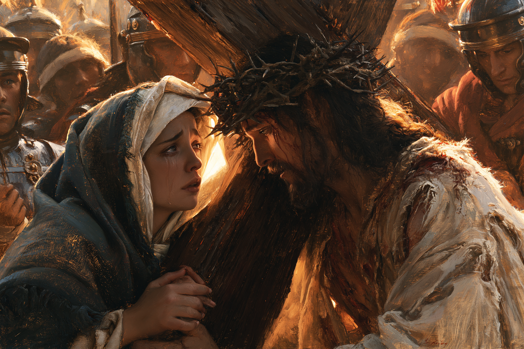 Le Chemin de croix — Jésus rencontre sa mère · Paysage n° 13 — aperçu de la finition sélectionnée