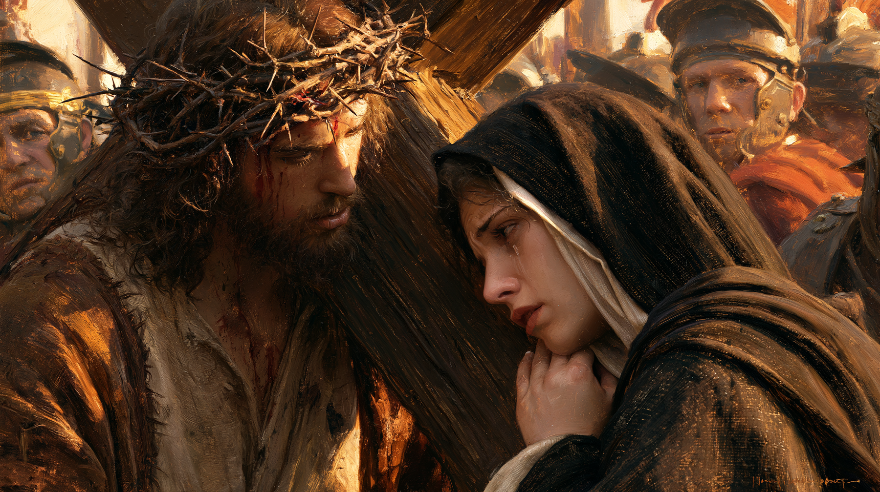 Le Chemin de croix — Jésus rencontre sa mère · Paysage n° 15 — aperçu de la finition sélectionnée