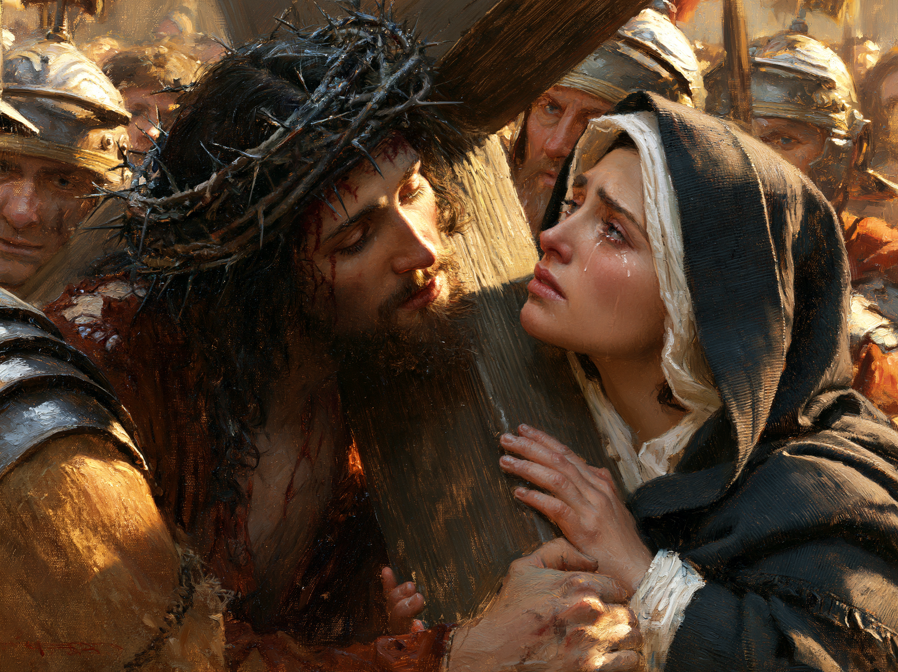 Le Chemin de croix — Jésus rencontre sa mère · Paysage n° 32 — aperçu de la finition sélectionnée