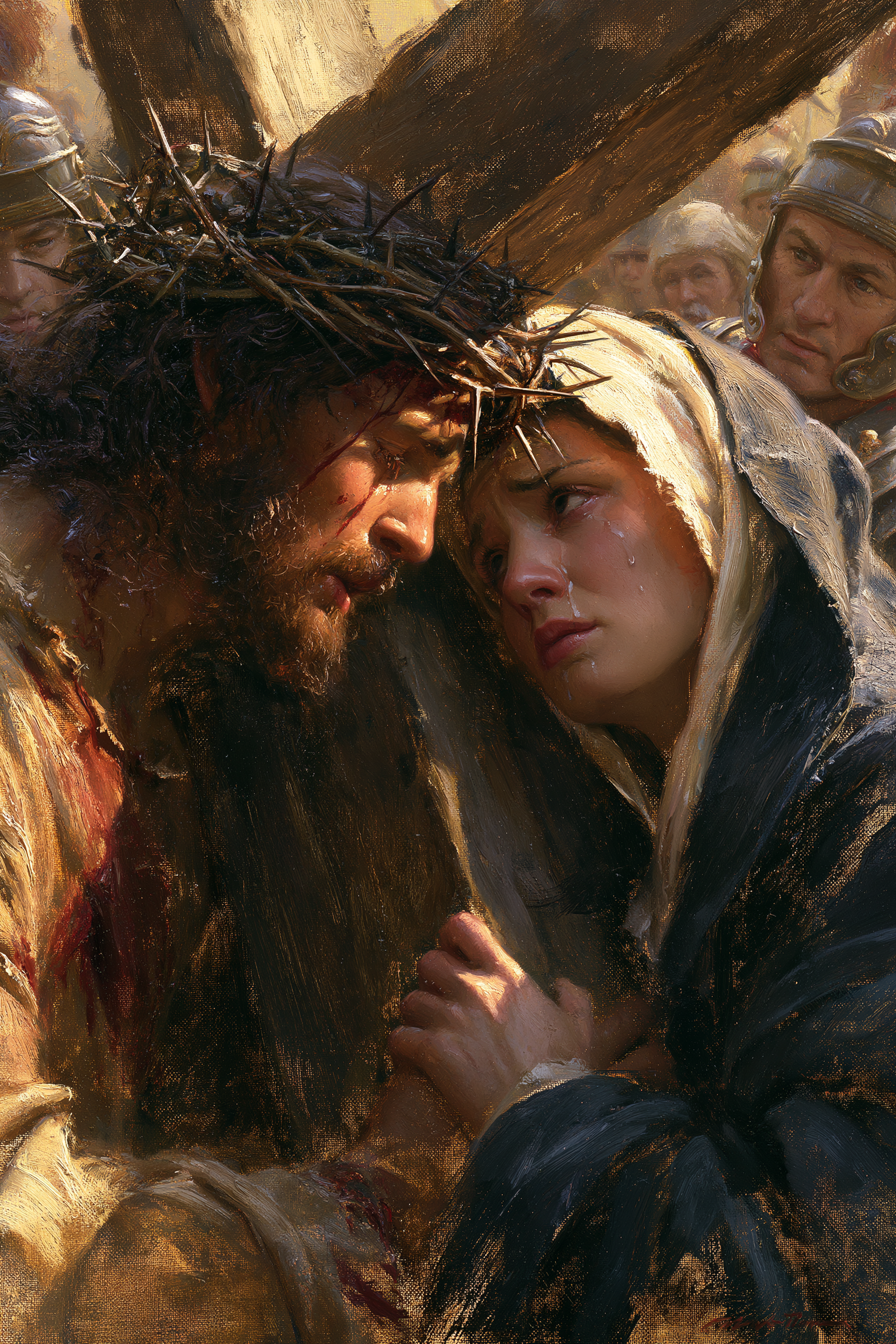 Le Chemin de croix — Jésus rencontre sa mère · Portrait n° 22 — aperçu de la finition sélectionnée