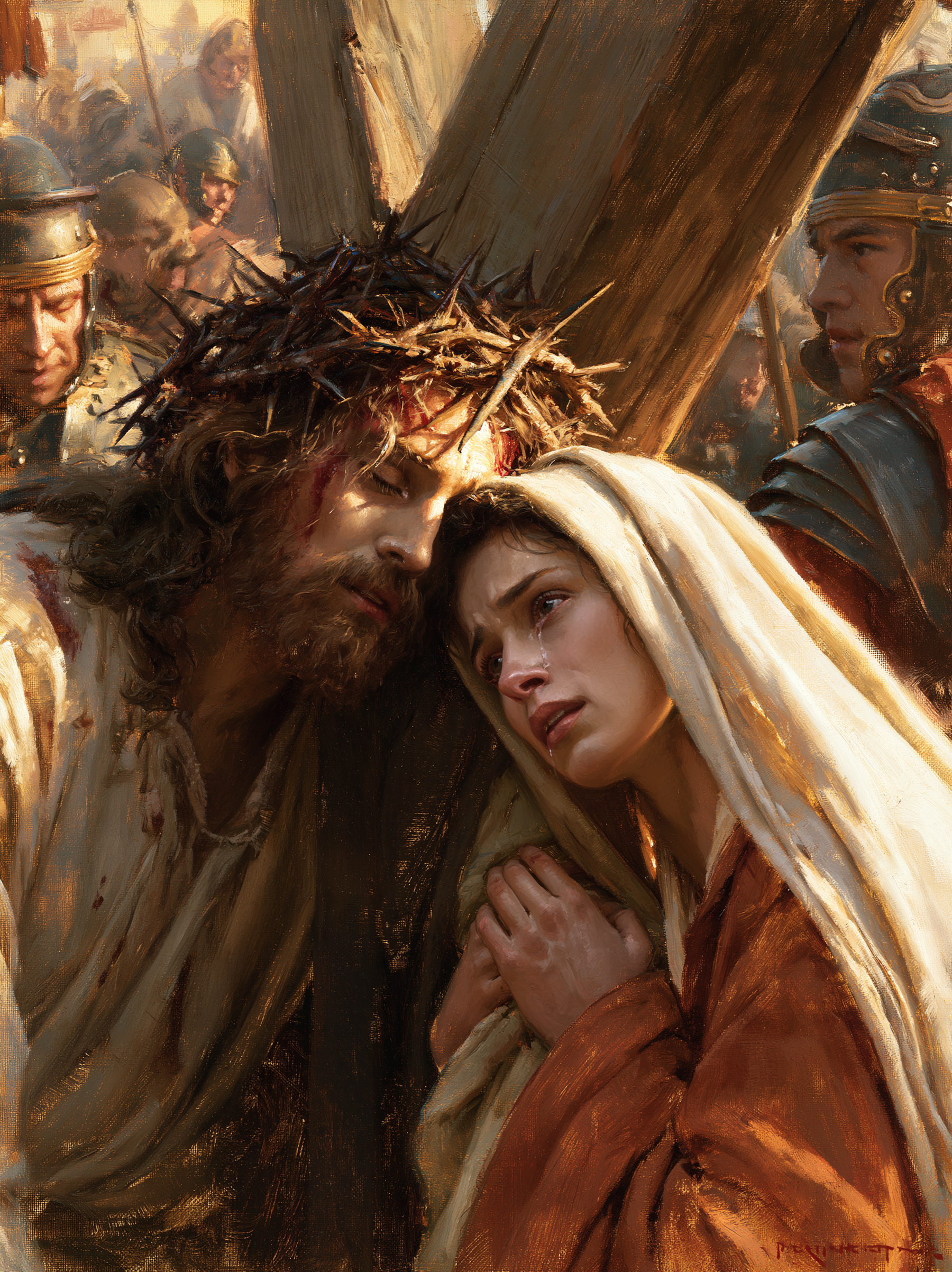 Le Chemin de croix — Jésus rencontre sa mère · Portrait n° 25 — aperçu de la finition sélectionnée