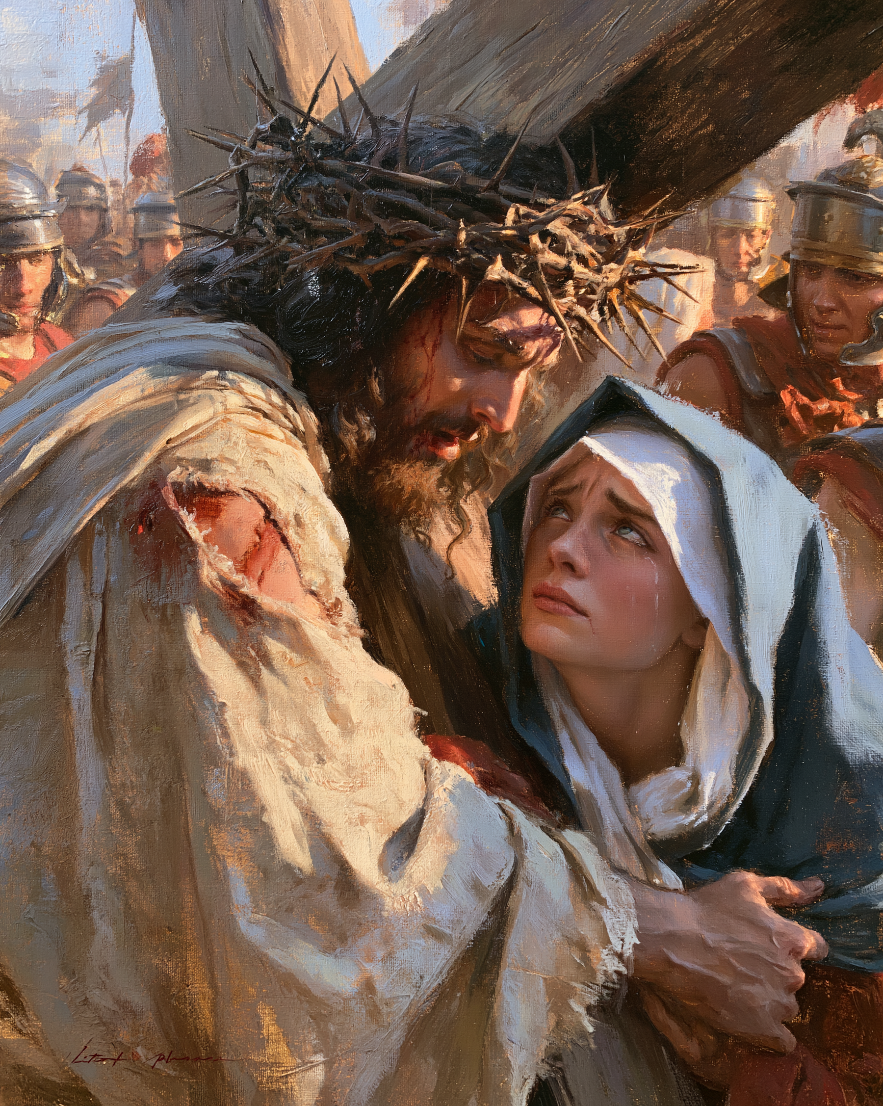 Le Chemin de croix — Jésus rencontre sa mère · Portrait n° 27 — aperçu de la finition sélectionnée