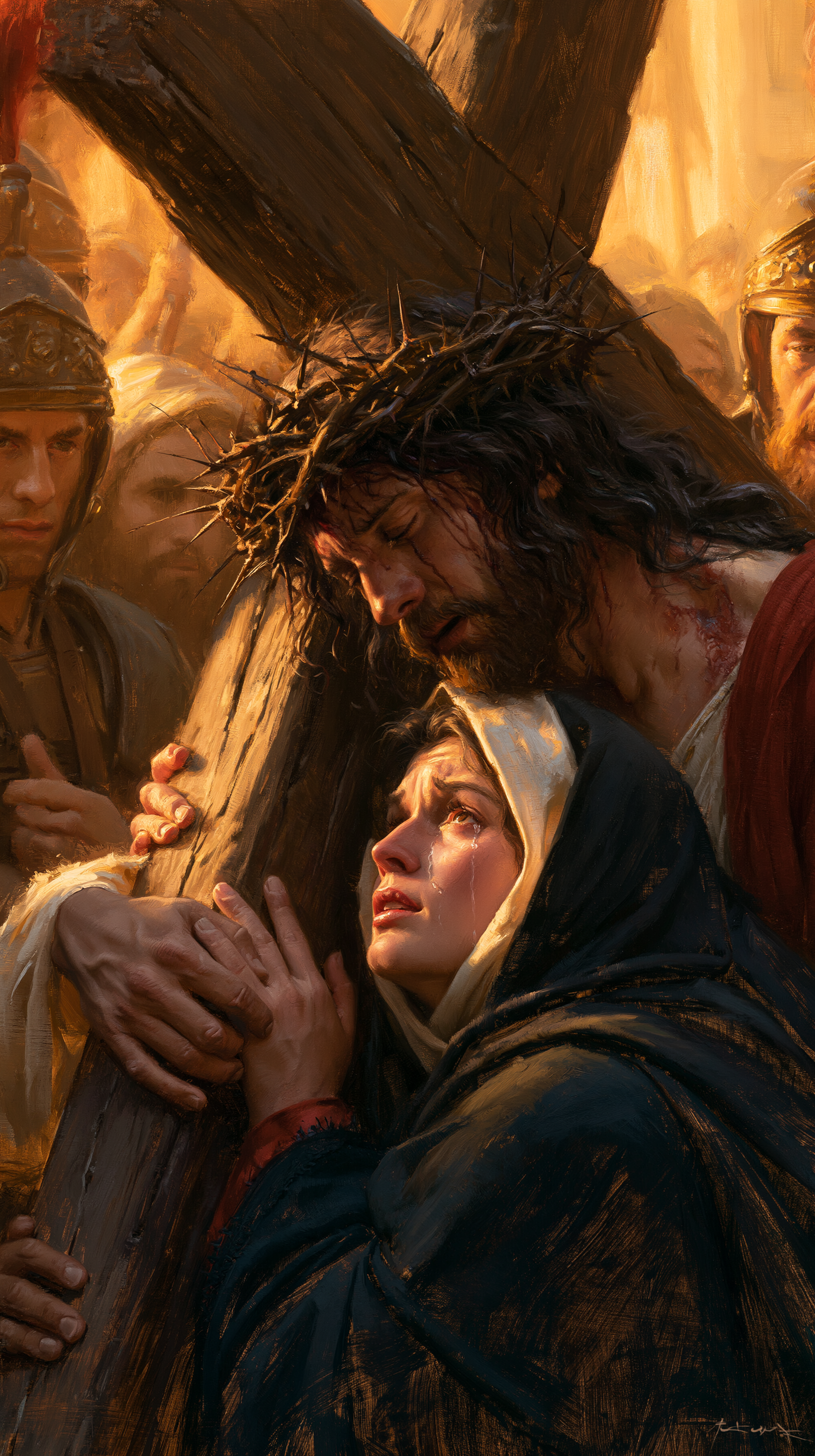 Le Chemin de croix — Jésus rencontre sa mère · Portrait n° 45 — aperçu de la finition sélectionnée