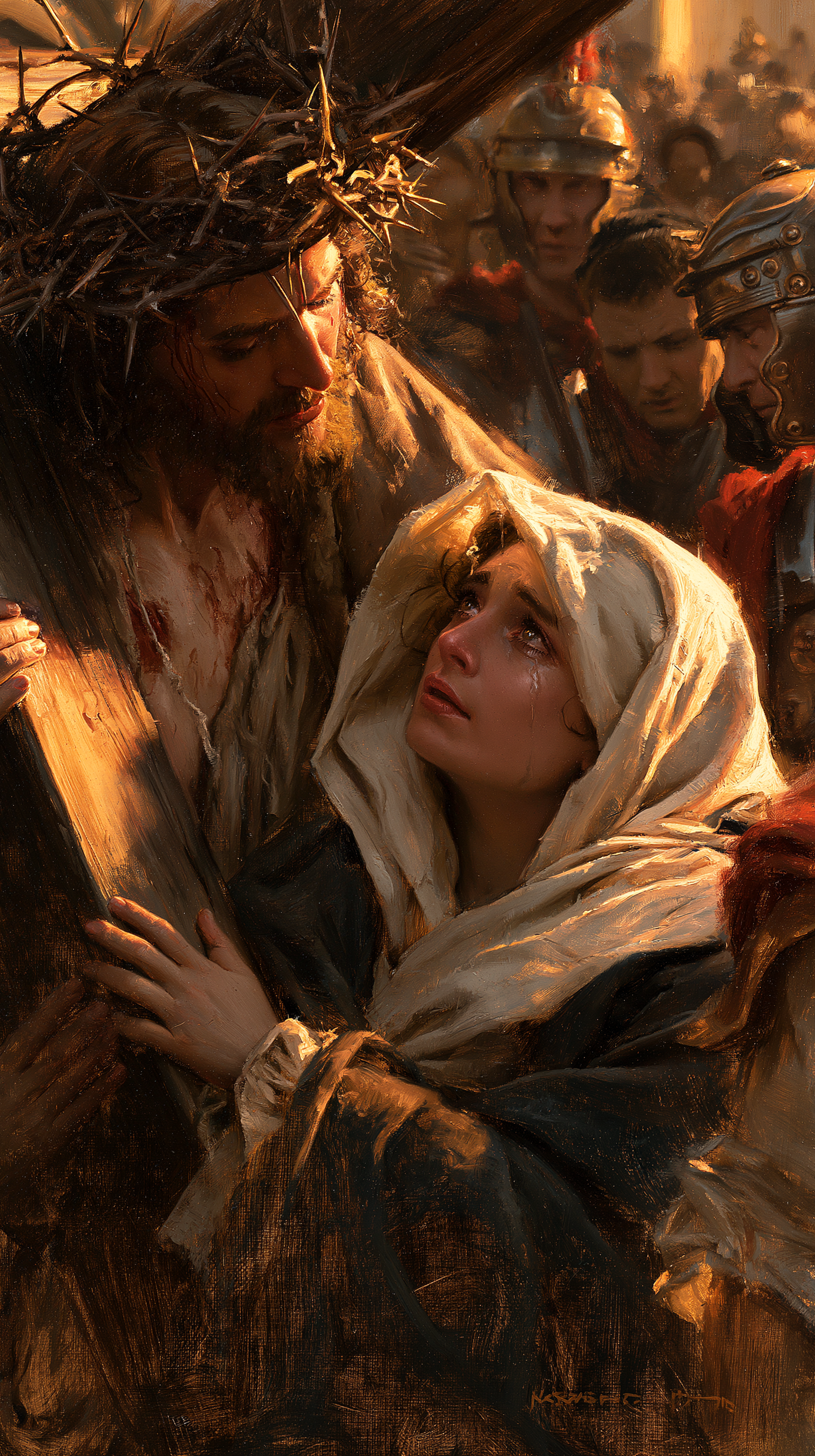 Le Chemin de croix — Jésus rencontre sa mère · Portrait n° 48 — aperçu de la finition sélectionnée