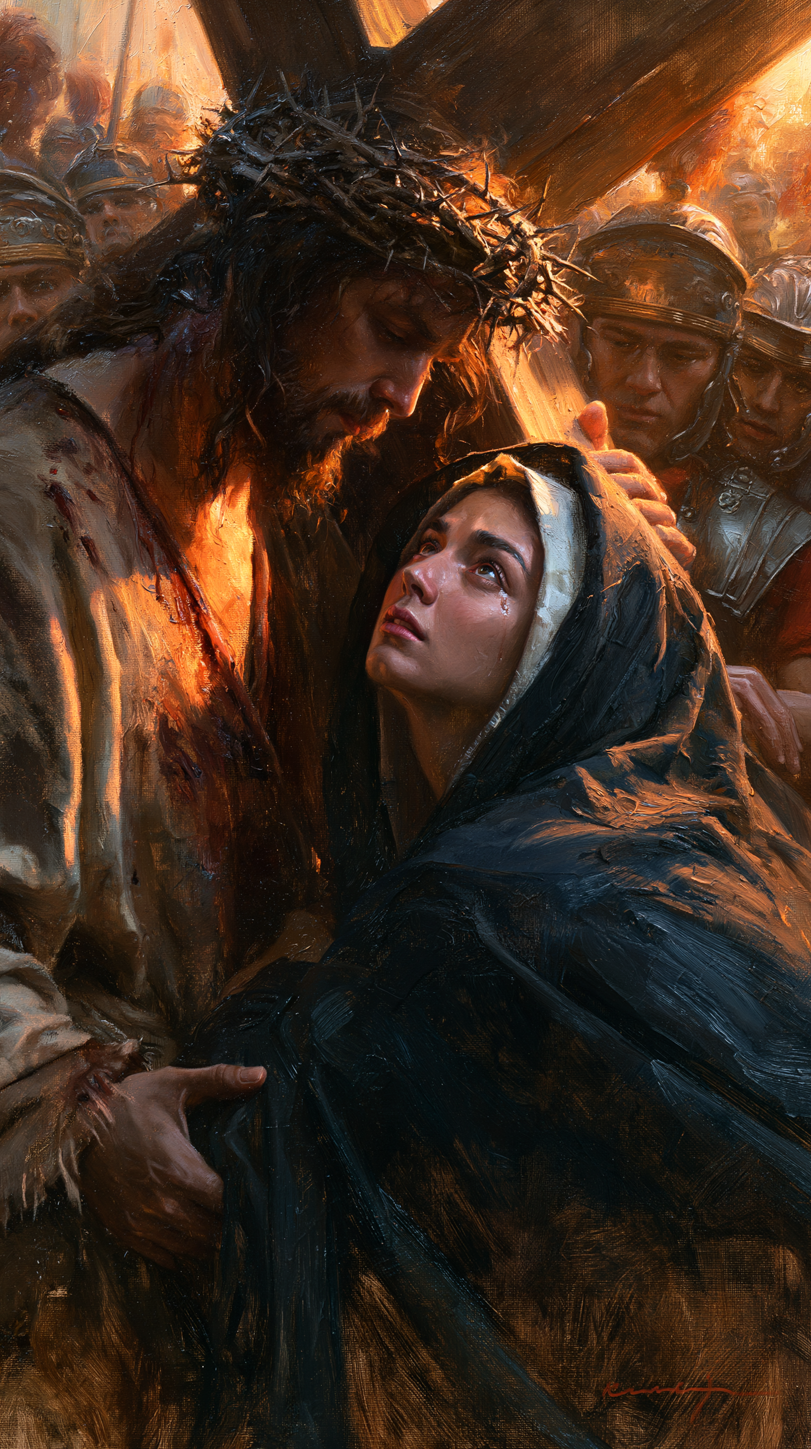 Le Chemin de croix — Jésus rencontre sa mère · Portrait n° 66 — aperçu de la finition sélectionnée