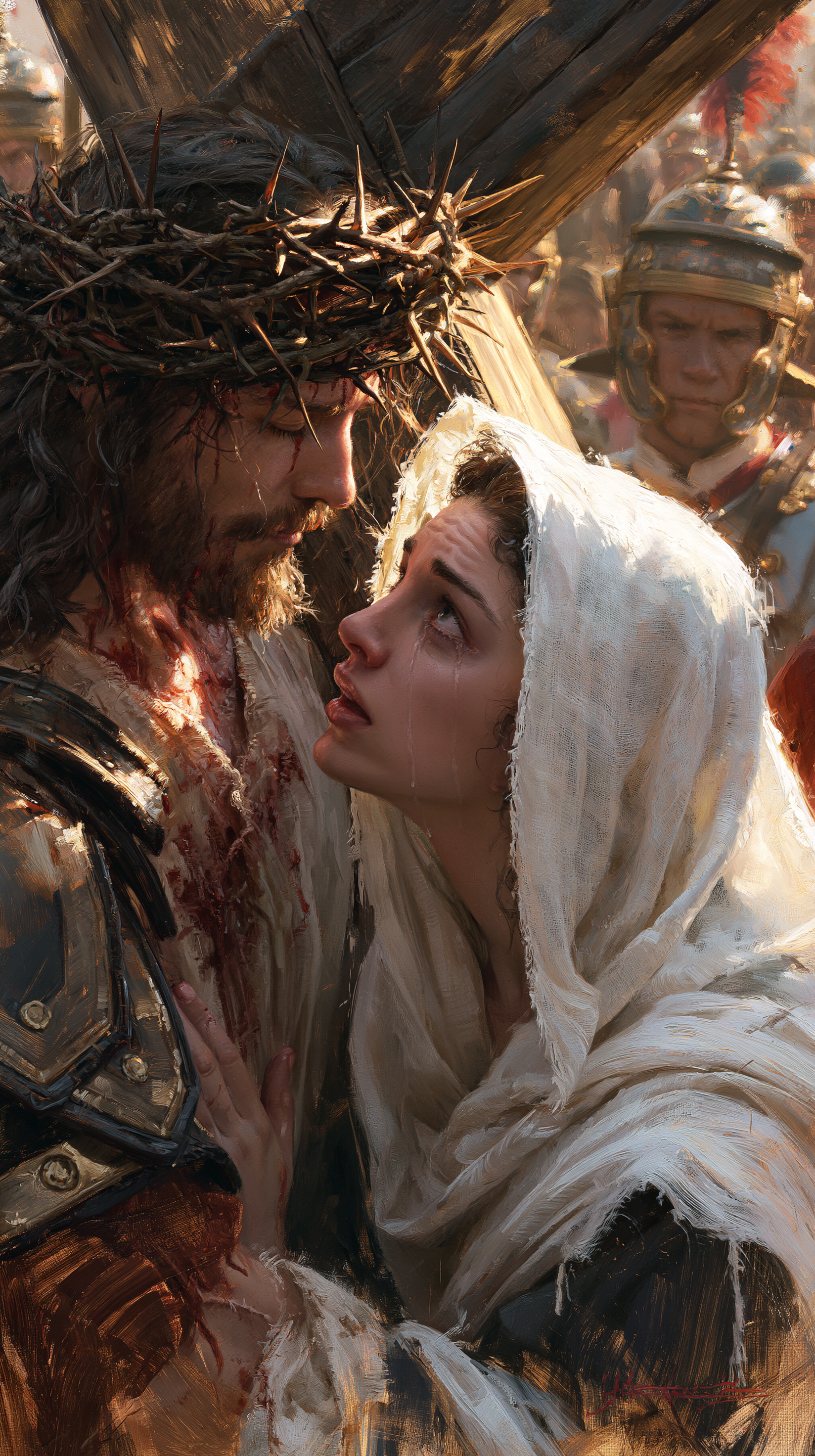 Le Chemin de croix — Jésus rencontre sa mère · Portrait n° 70 — aperçu de la finition sélectionnée