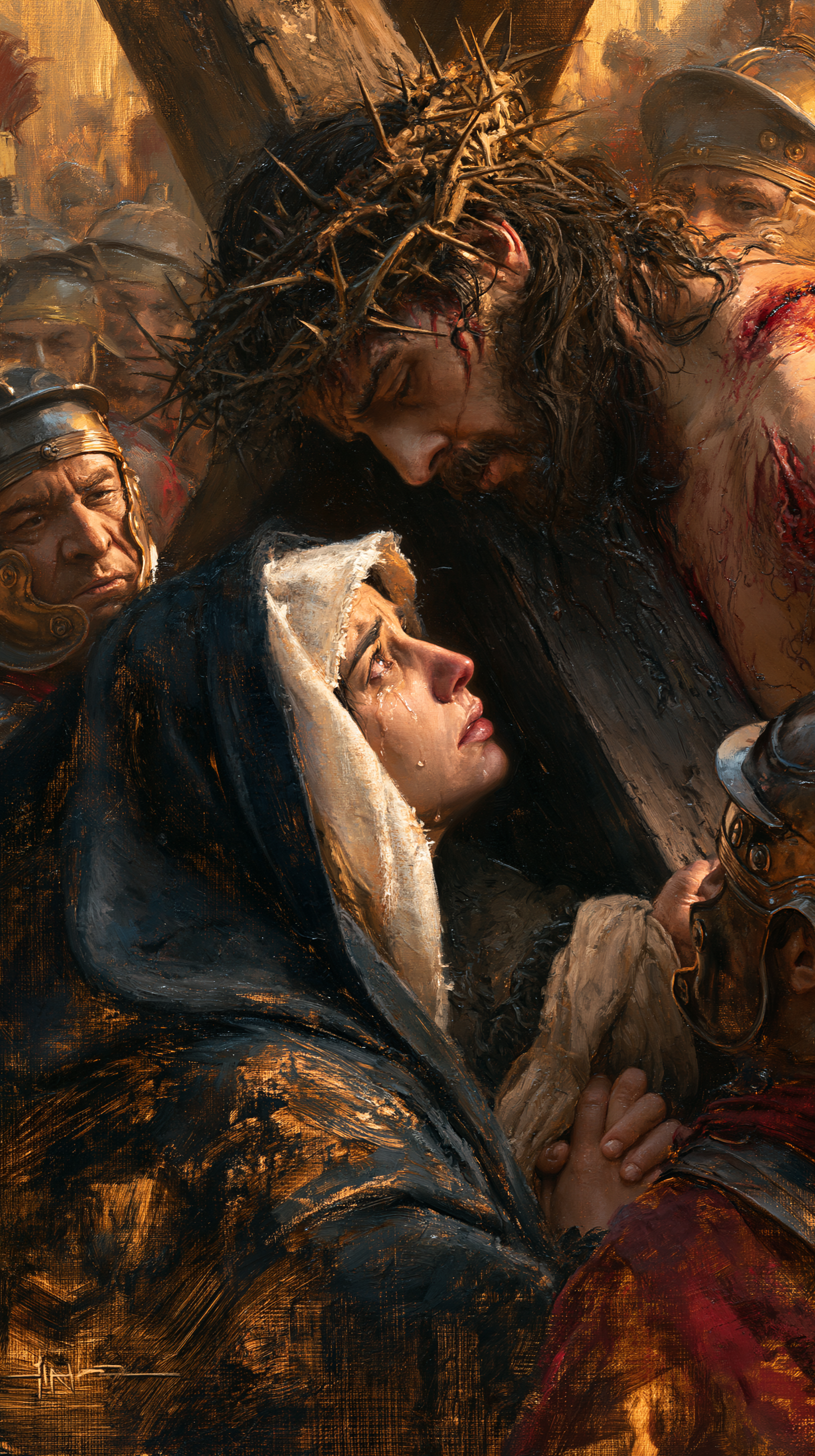 Le Chemin de croix — Jésus rencontre sa mère · Portrait n° 74 — aperçu de la finition sélectionnée