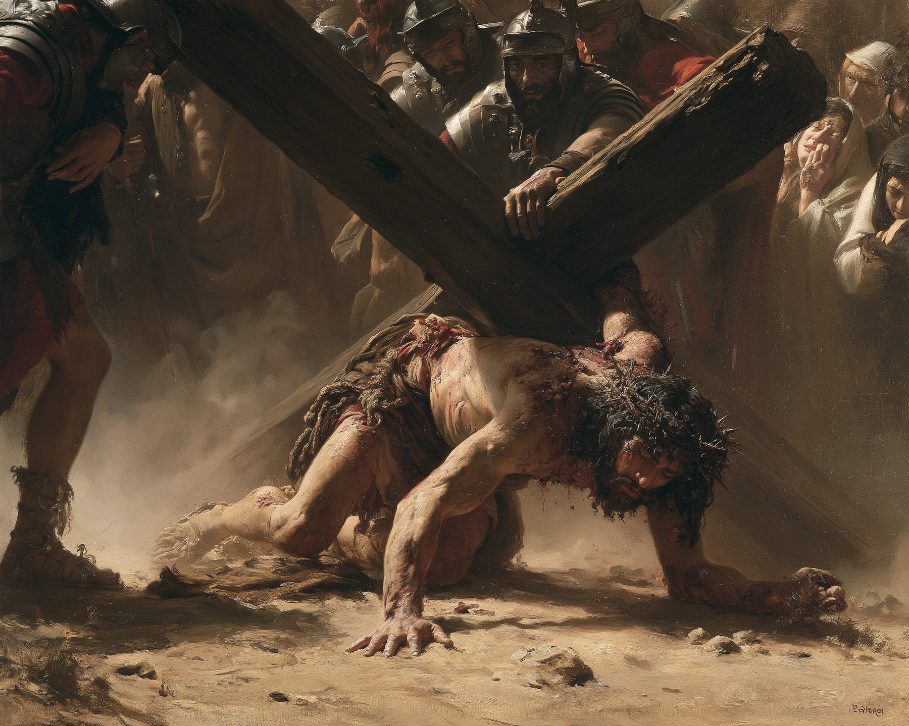 Le Chemin de croix — Jésus tombe sous la croix · Paysage n° 1 — aperçu de la finition sélectionnée
