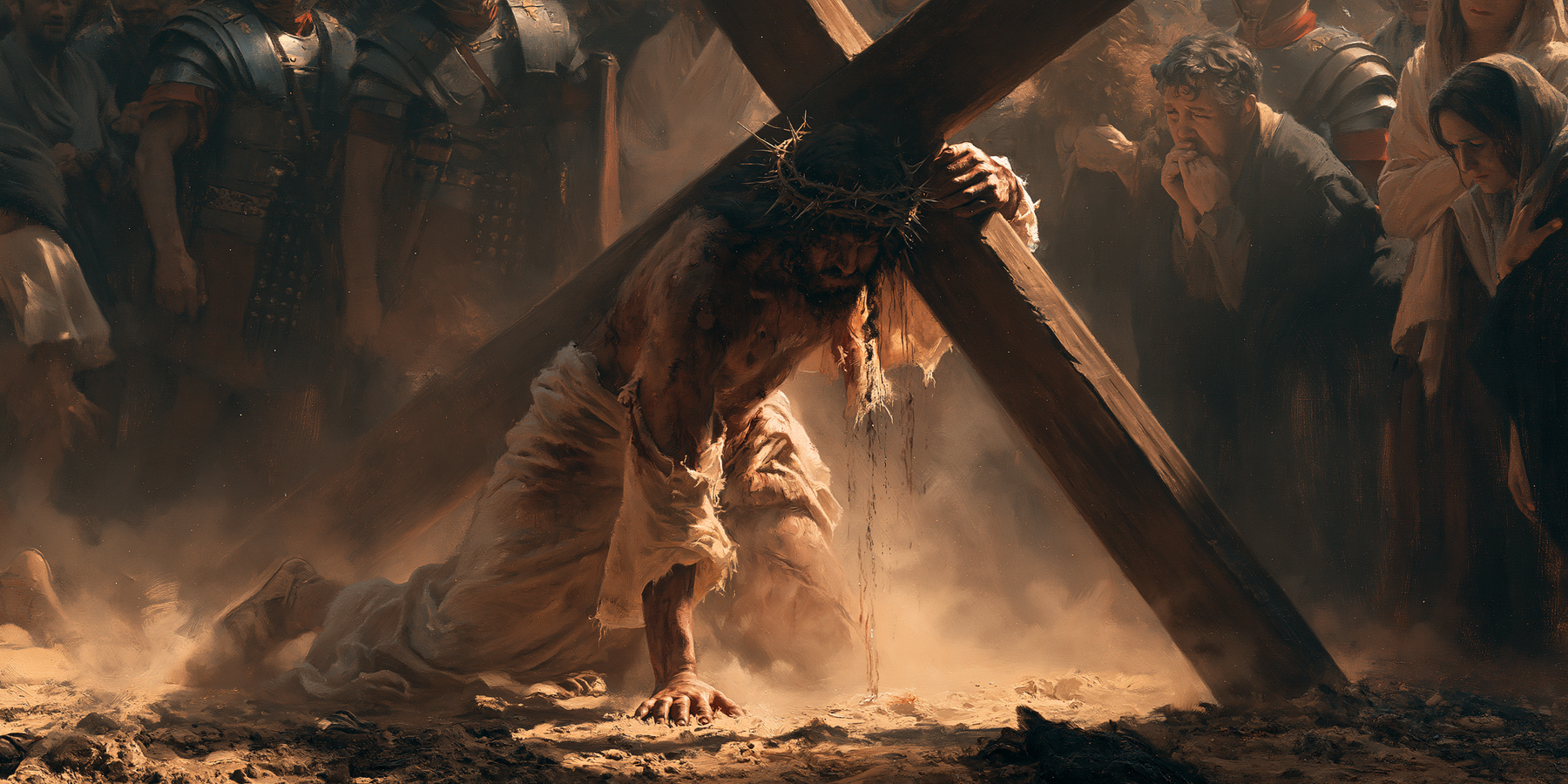 Le Chemin de croix — Jésus tombe sous la croix · Paysage n° 6 — aperçu de la finition sélectionnée