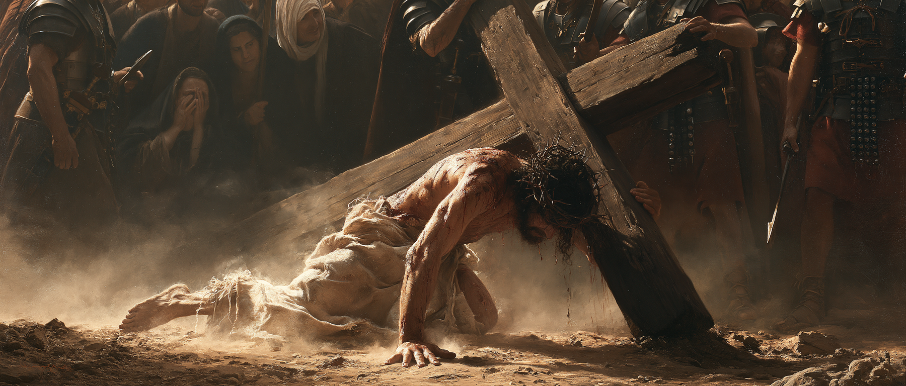 Le Chemin de croix — Jésus tombe sous la croix · Paysage n° 8 — aperçu de la finition sélectionnée