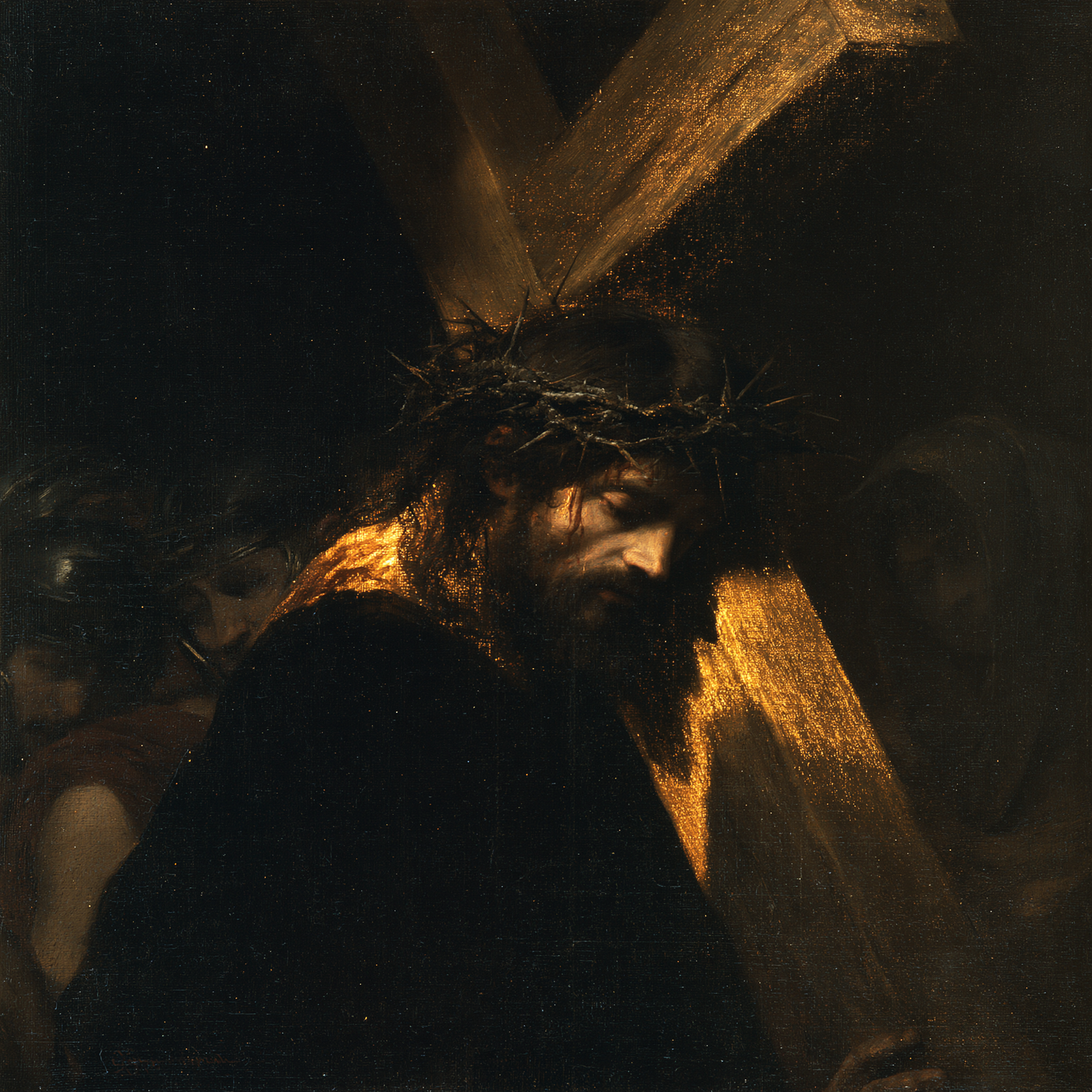 Le Chemin de croix — Noir et or · Carré n° 4 — aperçu de la finition sélectionnée