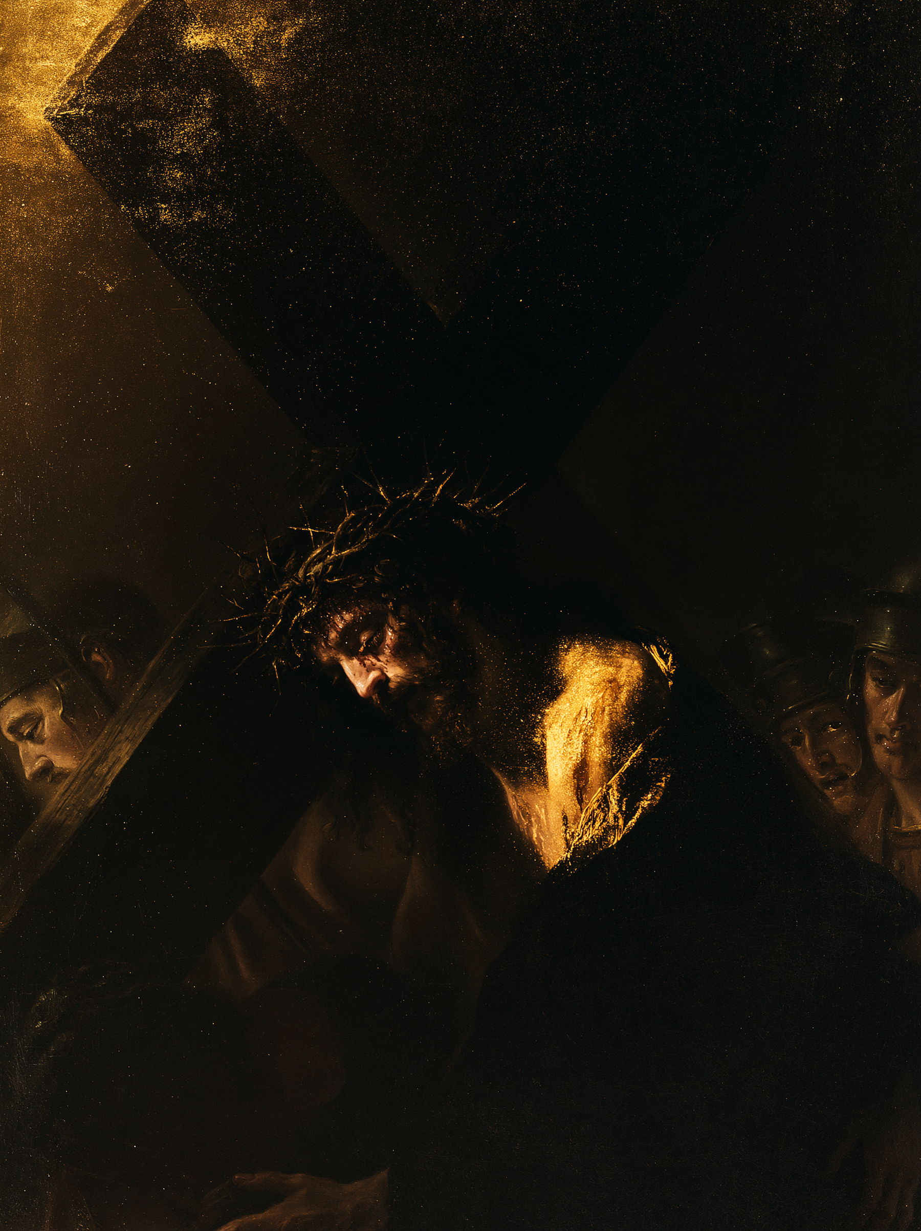 Le Chemin de croix — Noir et or · Portrait n° 18 — aperçu de la finition sélectionnée
