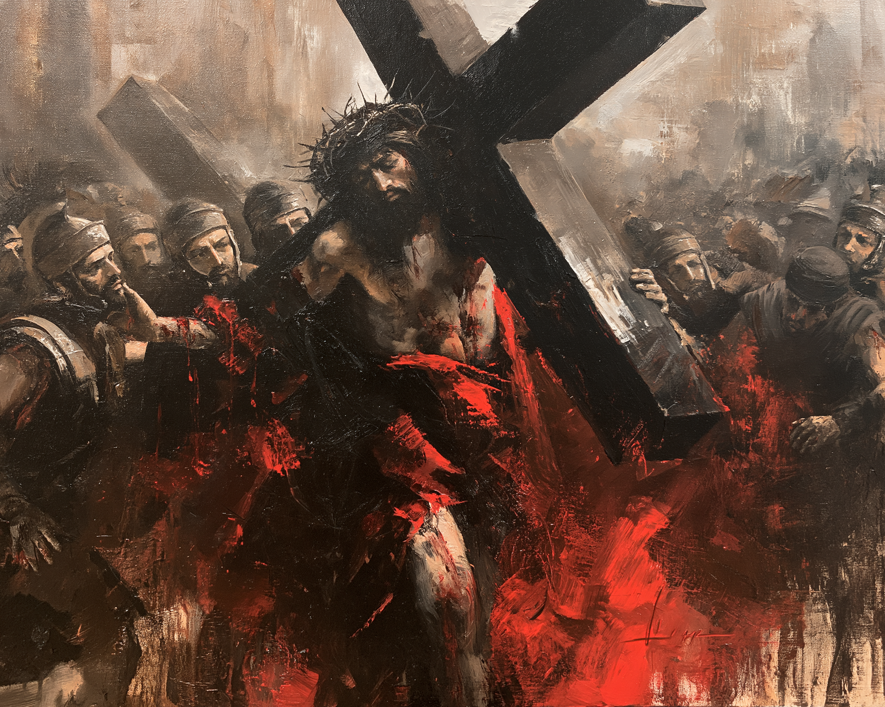 Le Chemin de croix — Rouge du sacrifice · Paysage n° 3 — aperçu de la finition sélectionnée