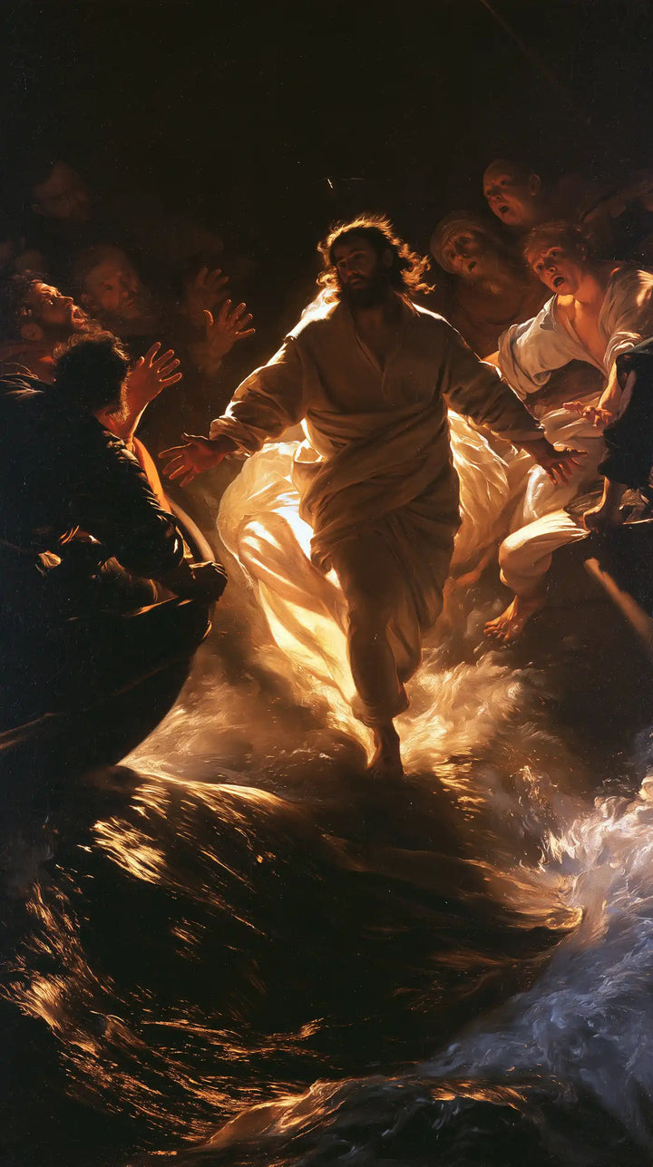 Jesus Walking on Water - Caravaggio Tenebrism · Portrait n° 14