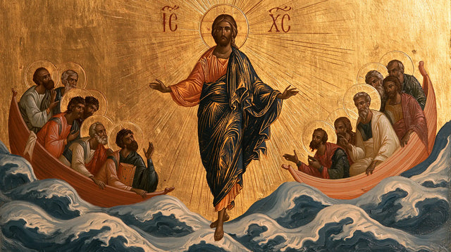 Jesus Walking on Water — The Calm Gesture between Two Wooden Arches