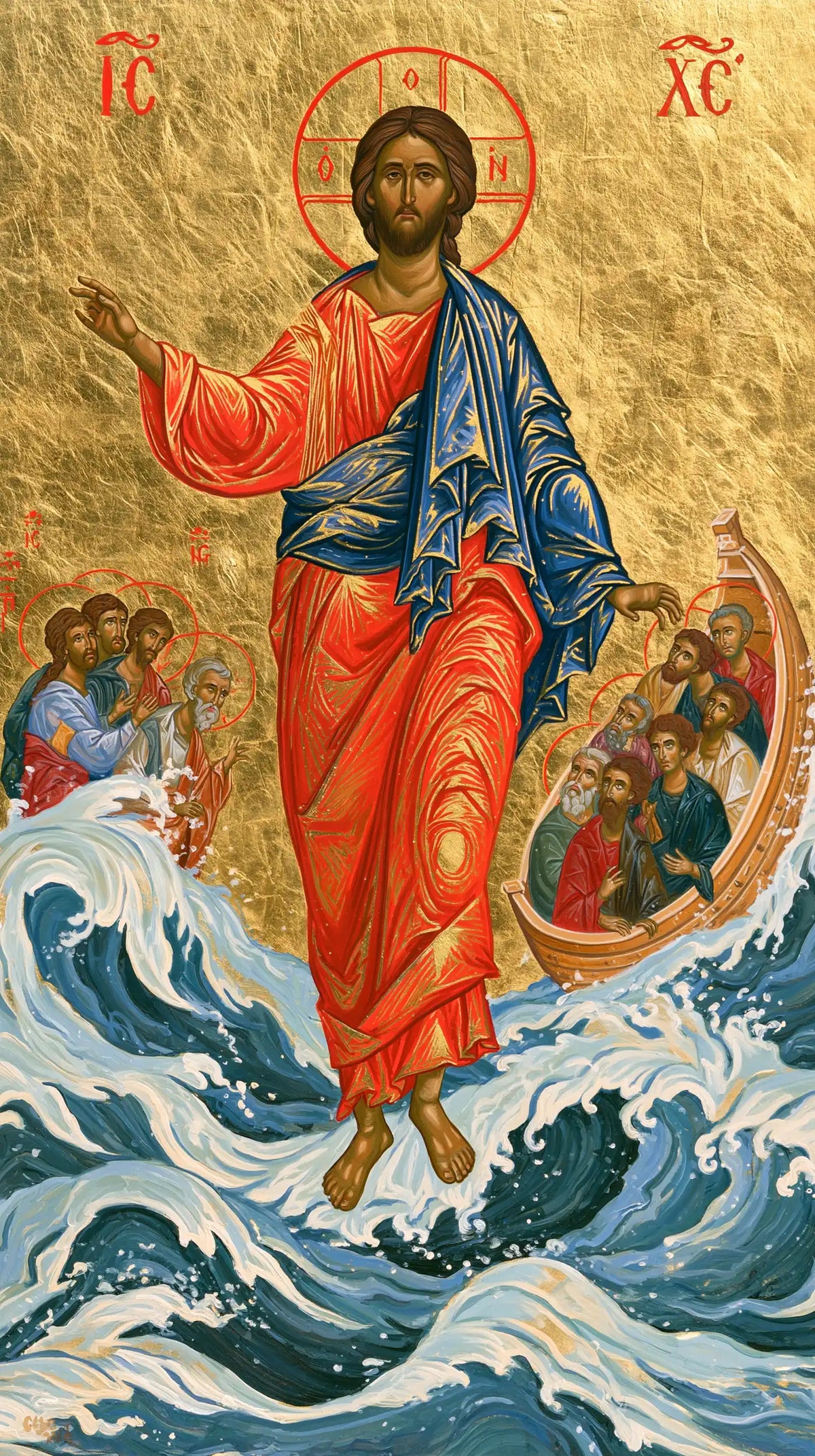 Jesus Walking on Water — Living Red among Rising Waves