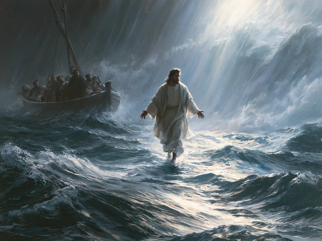 Jesus Walking on Water — The Wake beneath Silver Beams