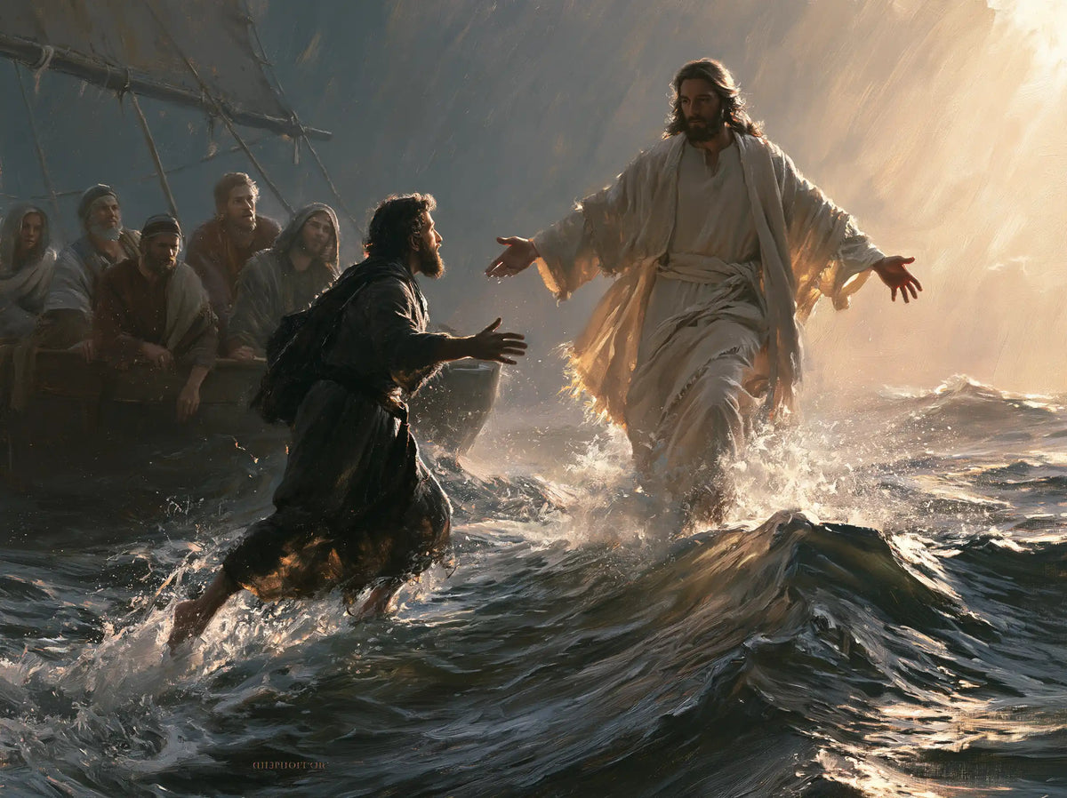 Jesus Walking on Water — The Dark Stride toward the Robe of Light