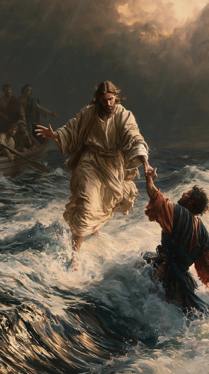 Jesus Walking on Water — Light Held in the Hollow of the Storm