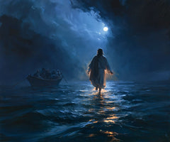 Jesus Walking on Water — Linen beneath the Moonlit Opening