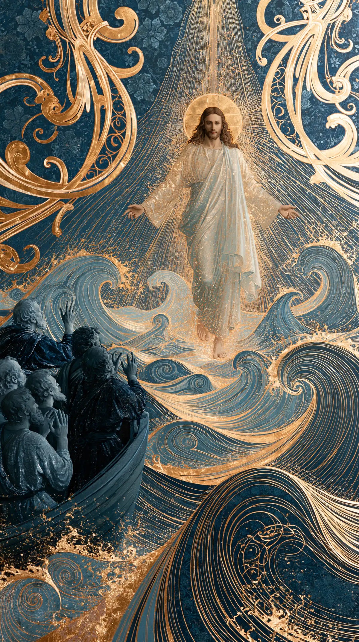 Jesus Walking on Water - Sacred Art Nouveau · Portrait n° 3