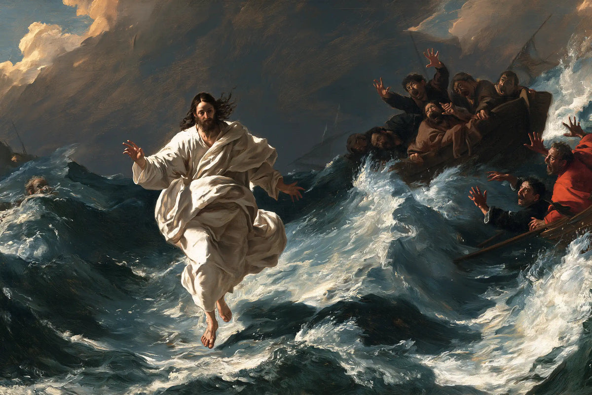 Jesus Walking on Water — The Pale Step before the Swept-Away Boats