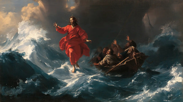 Jesus Walking on Water — The Red Step between Wave and Oars